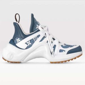 Louis Vuitton Women LV Archlight Sneaker Blue Monogram Denim Double Laces 1AC272 (1) Louis Vuitton Women LV Archlight Sneaker Blue Monogram Denim Double Laces 1AC272