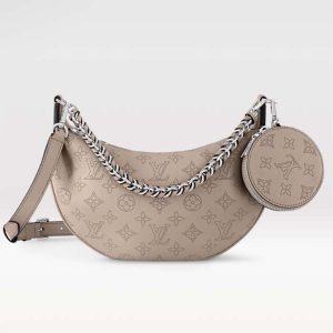 Louis Vuitton Women LV Baia PM Galet Gray Perforated Mahina Calfskin Round Coin Purse M22820