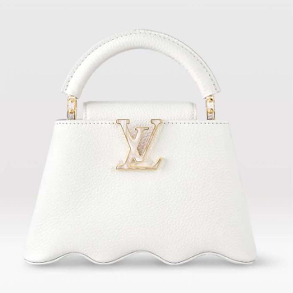 Home 8 Louis Vuitton Women LV Capucines Mini Handbag Snow White Taurillon Leather Cowhide M22121