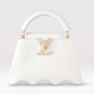 Louis Vuitton Women LV Capucines Mini Handbag Snow White Taurillon Leather Cowhide M22121 (1) Louis Vuitton Women LV Capucines Mini Handbag Snow White Taurillon Leather Cowhide M22121
