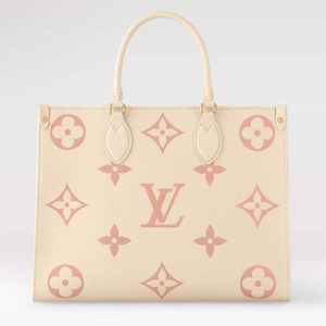 Louis Vuitton Women OnTheGo MM Tote Pink Embossed Supple Grained Cowhide Leather M21575
