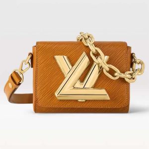 Louis Vuitton Women Twist Lock XL Gold Brown Epi Cowhide Leather Microfiber M22297