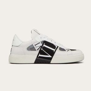 Valentino Unisex VL7N Low-Top Sneakers in Calfskin and Mesh Fabric with Bands-Black XY0S0C58SWFQ1X
