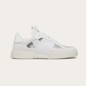 Valentino Unisex VL7N Low-Top Sneakers in Calfskin and Mesh Fabric with Bands-White 1Y2S0C58SWF10K