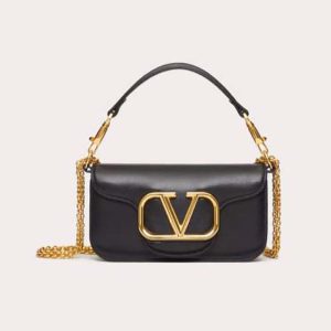 Valentino Women Locò Small Shoulder Bag in Calfskin-Black WB0K53ZXL