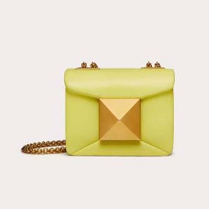 Valentino Women One Stud Nappa Micro Bag with Chain-Yellow WP0X98HHX