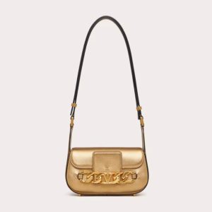 Valentino Women Vlogo Chain Small Laminated Nappa Shoulder Bag WB0K81IFT