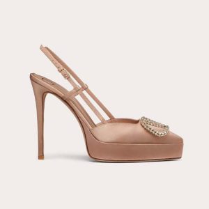 Valentino Women Vlogo Signature Satin Slingback Platform Pump 120mm WS0FT0IDU_V9P