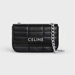 Celine Women Chain Shoulder Bag Matelasse Monochrome Celine in Quilted Goatskin-SilverCeline Women Chain Shoulder Bag Matelasse Monochrome Celine in Quilted Goatskin-Silver