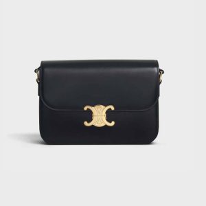 Celine Women Classique Triomphe Bag in Shiny Calfskin-Black