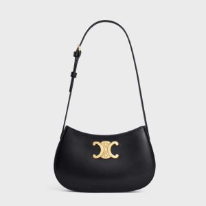 Celine Women Medium Tilly Bag in Shiny Calfskin-Black