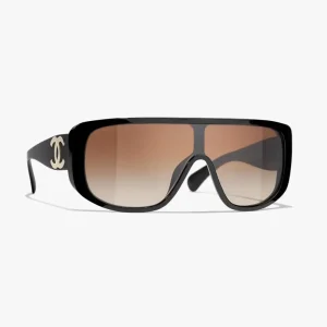 Chanel Unisex Shield Sunglasses-Black A71528X08101S225100