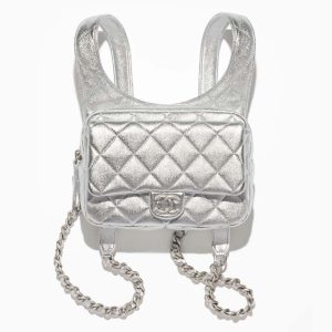 Chanel Women Backpack in Metallic Lambskin AS4621B15006NM969-Silver