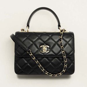Chanel Women Flap Bag with Top Handle in Lambskin A92236Y6076794305-Black