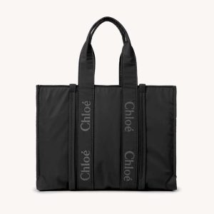 Chloe Women Large Woody Tote Bag-Black