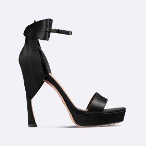 Dior Women Mlle Dior Heeled Sandal Black Satin