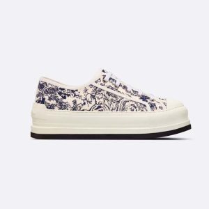 Dior Women Walk’n’dior Platform Sneaker White Embroidered Cotton with Blue Toile de Jouy Motif