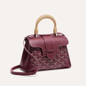 Goyard Women Sac Saïgon Souple Mini in Toile Goyardine & Chevroches Calfskin-Maroon