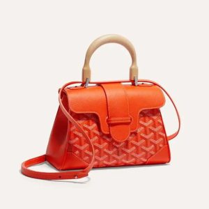 Goyard Women Sac Saïgon Souple Mini in Toile Goyardine & Chevroches Calfskin-Orange
