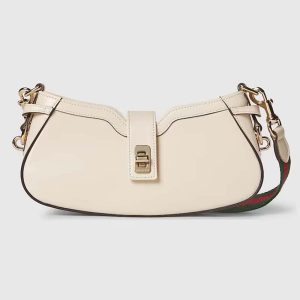 Gucci Women GG Moon Side Mini Shoulder Bag Ivory Leather Turn Lock 786015