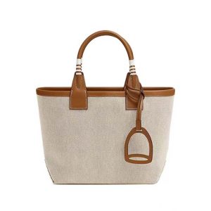 Hermes Unisex Steeple 25 Ecru Tote Bag-Brown H083611CKAE