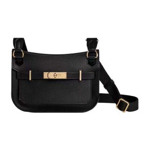 Hermes Women Jyspiere in Evercolor Leather-Black/Gold