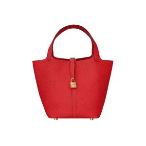 Hermes Women Picotin Lock 22cm in Cowhide leather-Red