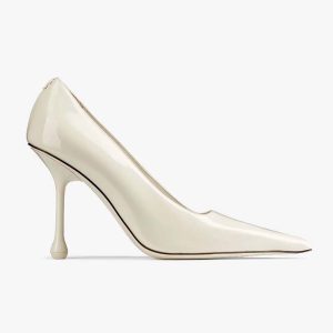 Jimmy Choo Women Ixia 95 Latte Patent Leather Pumps-IXIA95PAT