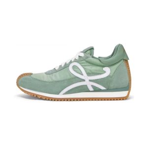 Loewe Unisex Flow Runner in Nylon and Suede-Green L815282X99
