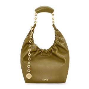 Loewe Women Small Squeeze Bag in Nappa Lambskin-Dark Green