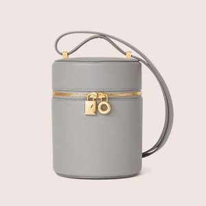 Loro Piana Women Medium Extra Case in Calfskin Leather-Silver