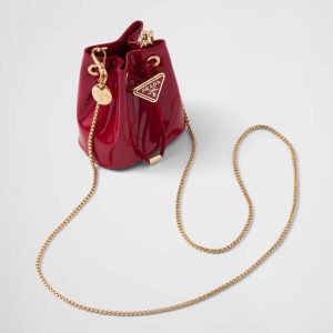 Prada Women Patent Leather Mini-pouch-Red F0E06