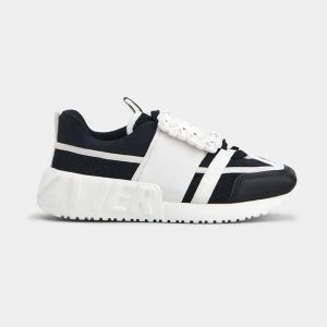 Roger Vivier Women Viv Go Rhinestone Buckle Sneakers in Technical Fabrics-Black