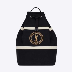 Saint Laurent YSL Men Rive Gauche Sling Bag in Canvas-Black
