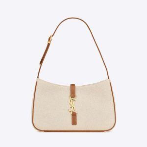 Saint Laurent YSL Women Le 5 à 7 in Canvas and Leather-Beige