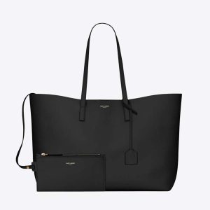 Saint Laurent YSL Women Shopping Saint Laurent E/W in Supple Leather-Black