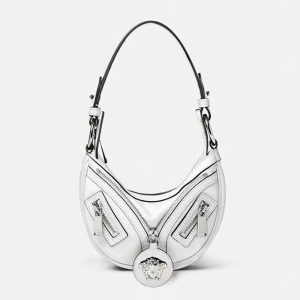 Versace Women Repeat Mini Hobo Bag-White