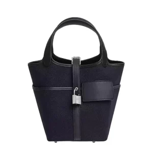Hermes Women Picotin Lock 18 Pockets in Goeran Canvas Leather-Black