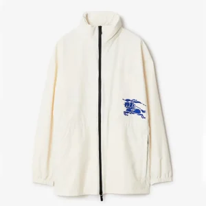 Burberry Men Nylon Jacket White with the Equestrian Knight Design