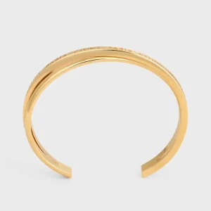 Celine Women Paris Double Thin Cuff in Brass with Gold Finish-Gold
