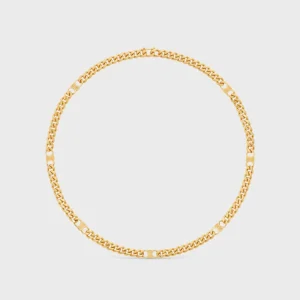Celine Women Triomphe Small Qourmette Necklace in Brass with Gold Finish