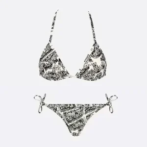 Dior Women Bikini Top / Bottom White and Black Technical Fabric with Plan de Paris Motif