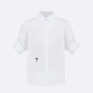 Dior Women Blouse with Puff Sleeves White Cotton Poplin 351B07A3356_X0100
