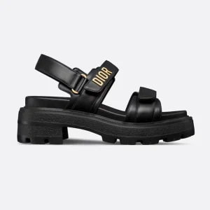 Dior Women Dioract Platform Sandal in Black Lambskin