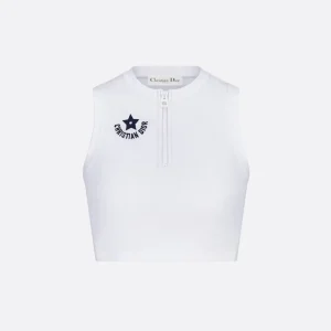 Dior Women Dioriviera Cropped Tank Top with White Technical Knit