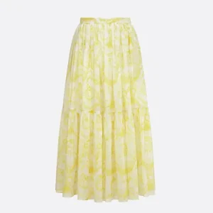Dior Women Dioriviera Mid-Length Skirt White and Lemon Yellow Cotton Muslin
