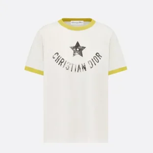 Dioriviera T-Shirt Ecru and Lemon Yellow Cotton Jersey