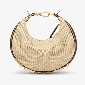 Fendi Women Fendigraphy Mini Natural Raffia Mini Bag