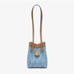 Fendi Women Origami Mini Light Blue FF Denim Fabric Mini Bag