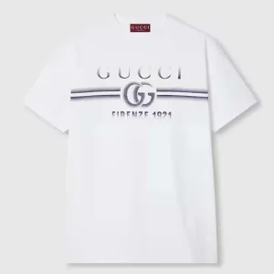 Gucci Men GG Cotton Jersey T-Shirt Print White Crewneck Short Sleeves